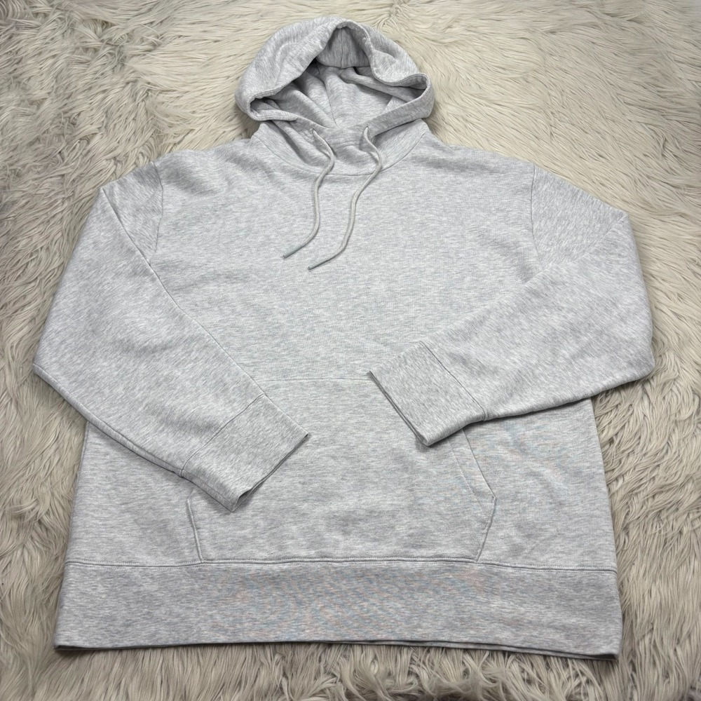 Vince Women's XL Light Heathered Gray Essentials Funnel Neck Hoodie Minimalist